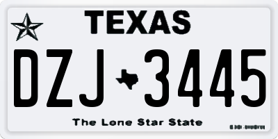 TX license plate DZJ3445