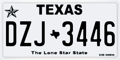 TX license plate DZJ3446