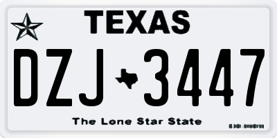 TX license plate DZJ3447