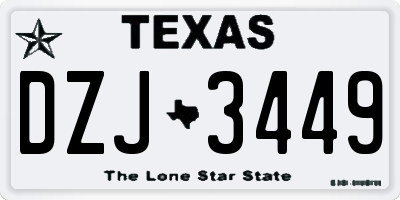 TX license plate DZJ3449