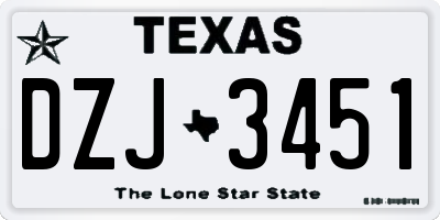 TX license plate DZJ3451