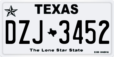 TX license plate DZJ3452