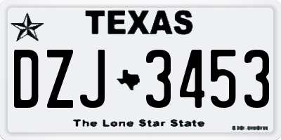TX license plate DZJ3453