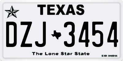 TX license plate DZJ3454