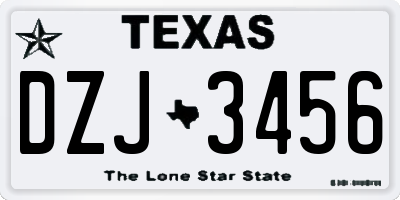 TX license plate DZJ3456