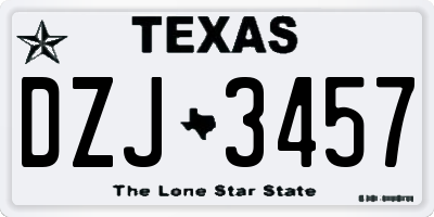 TX license plate DZJ3457