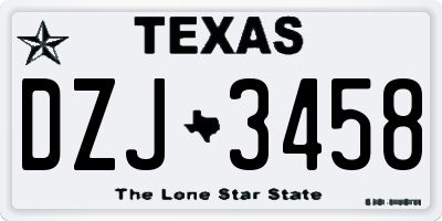 TX license plate DZJ3458