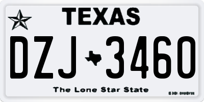 TX license plate DZJ3460