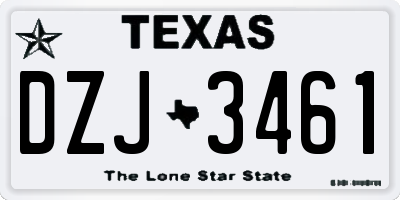 TX license plate DZJ3461