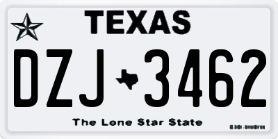 TX license plate DZJ3462
