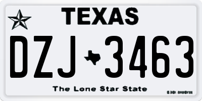 TX license plate DZJ3463