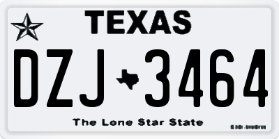 TX license plate DZJ3464