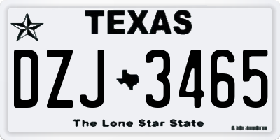 TX license plate DZJ3465