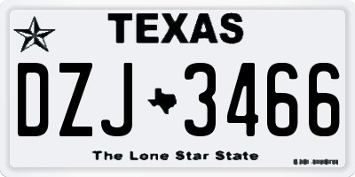 TX license plate DZJ3466
