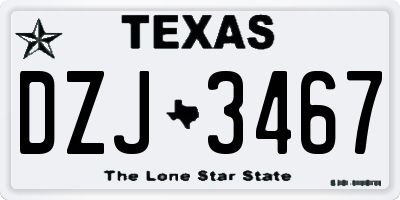 TX license plate DZJ3467