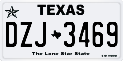 TX license plate DZJ3469