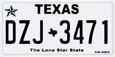 TX license plate DZJ3471