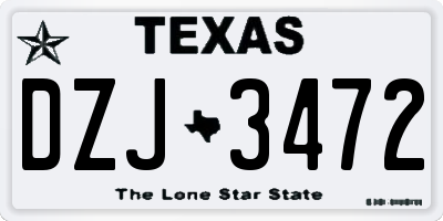 TX license plate DZJ3472