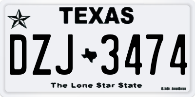 TX license plate DZJ3474