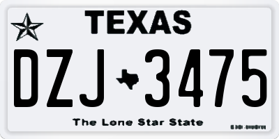 TX license plate DZJ3475