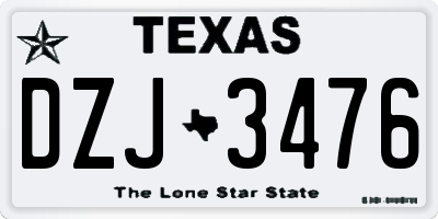 TX license plate DZJ3476