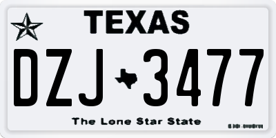 TX license plate DZJ3477