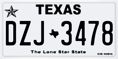 TX license plate DZJ3478