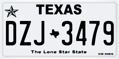TX license plate DZJ3479