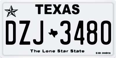 TX license plate DZJ3480