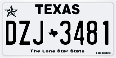 TX license plate DZJ3481