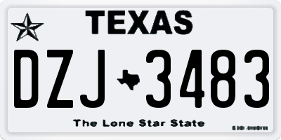 TX license plate DZJ3483