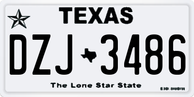 TX license plate DZJ3486