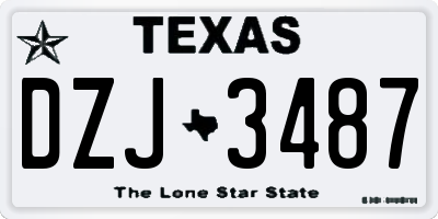 TX license plate DZJ3487
