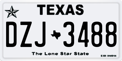 TX license plate DZJ3488