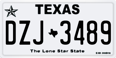 TX license plate DZJ3489