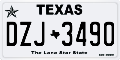 TX license plate DZJ3490