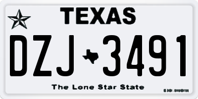 TX license plate DZJ3491