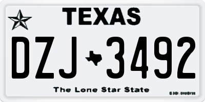 TX license plate DZJ3492