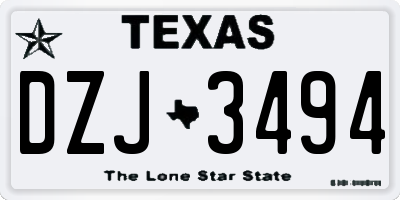 TX license plate DZJ3494