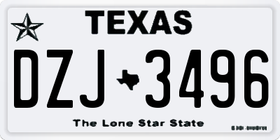 TX license plate DZJ3496