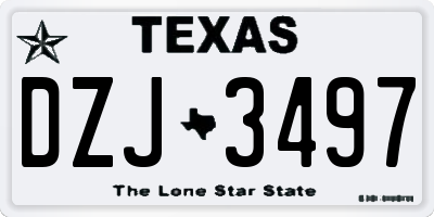 TX license plate DZJ3497