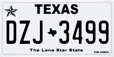 TX license plate DZJ3499