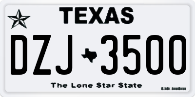 TX license plate DZJ3500