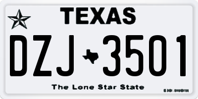 TX license plate DZJ3501