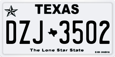 TX license plate DZJ3502