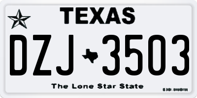 TX license plate DZJ3503
