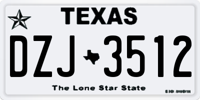 TX license plate DZJ3512