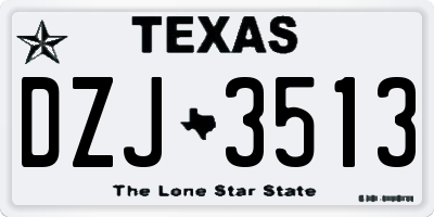 TX license plate DZJ3513