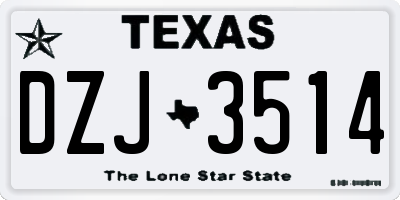 TX license plate DZJ3514