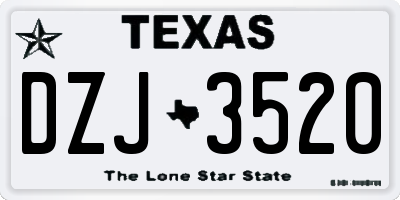 TX license plate DZJ3520